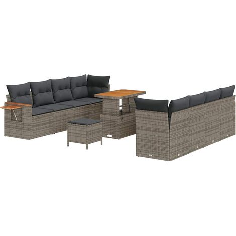 Maison Exclusive - Gartensofa-set mit Kissen 12 pcs Grau Poly-Rat