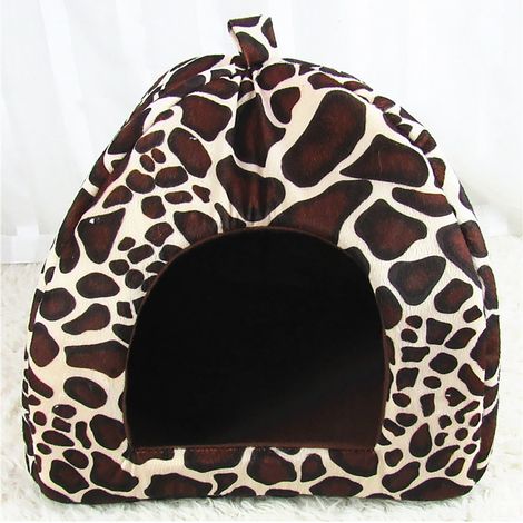 Lit Pour Petit Animal - Maison Chat Pliable En Peluche Courte - Tente Chauffante Pour Lapin Cobaye Hamster Chat - Diamètre 31 cm - 1 Pièce
