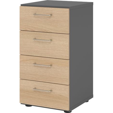 bümö smart Schubladen Schrank - 4 Schübe   Graphit/Eiche