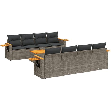 Maison Exclusive - 9-tlg. Garten-Sofagarnitur mit Kissen Grau Pol (1/3)
