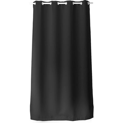 Rideau oeillets CHABY 140x240 cm polyester bachette coloris NOIR (1/2)