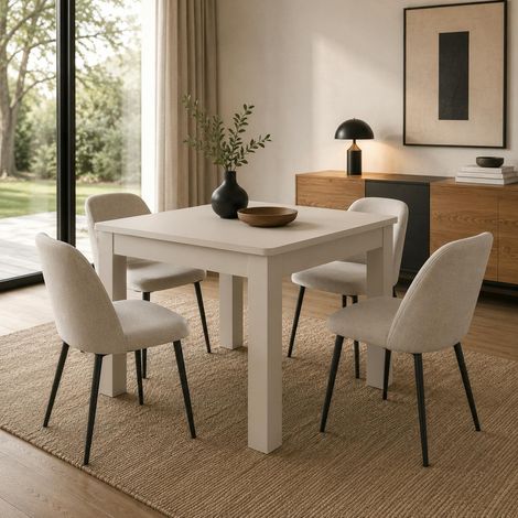 Table de cuisine carrée beige avec tiroir à couverts ALVA (1/4)