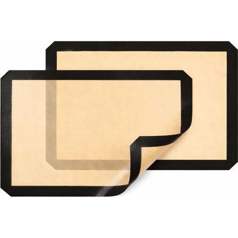 2 tapetes de silicona reutilizables para hornear, bandeja para horno para hacer pan, galletas y galletas de almendra (negro, 30 x 20 cm)