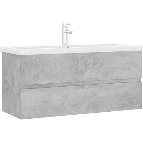 Maison Exclusive - Armoire d'évier et lavabo intégré gris béton bois d'ingénierie (1/5)