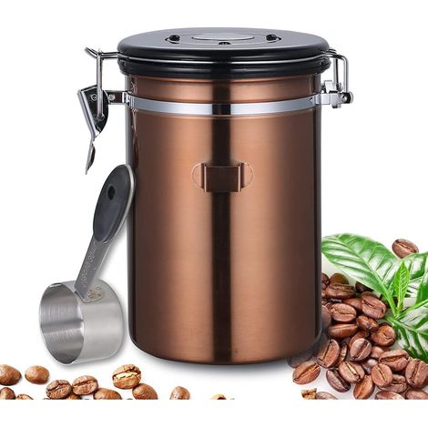 Boîte À Café - Acier Inoxydable 304 - 1800 Ml - Hermetique - Pour Café En Grains Et Café Moulu - 1 Pièce (1/5)