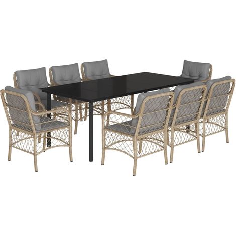 Maison Exclusive - Set comedor de jardín 9 pzas con cojines ratán (1/5)