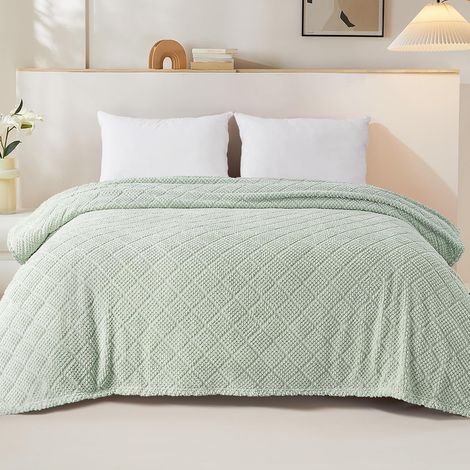 Plaid Polaire Couverture Microfibre 230x270 cm, Vert Clair (1/5)