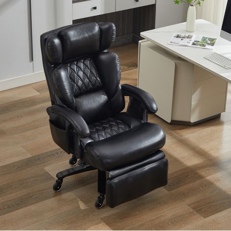 Massagesessel 88x70x112.5 cm Schwarz aus PU-Leder mit Heizfunktion und Fußstütze (1/5)