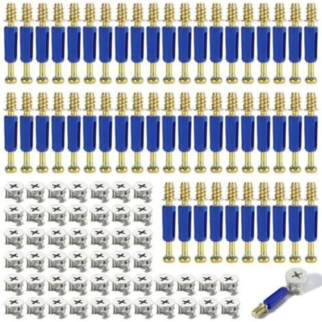 50 pièces 40MM Connecteurs de meubles excentriques , connecteurs de meubles, connecteurs d'armoire, vis de meubles, avec came excentrique à vis et goupille d'assemblage de boulon (1/5)