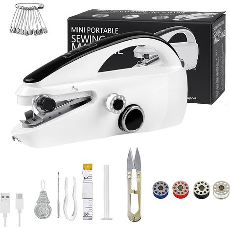 Machine à Coudre Manuelle Double Alimentation – Mini Machine Portable, 375 PPM, avec Kit de Couture pour Débutants (1/5)