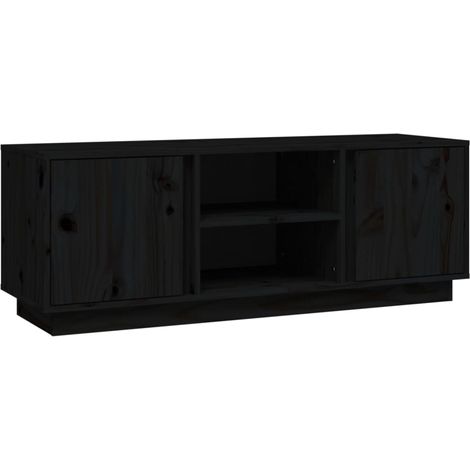 Meuble TV Noir 110x35x40,5 cm Bois de pin massif vidaXL