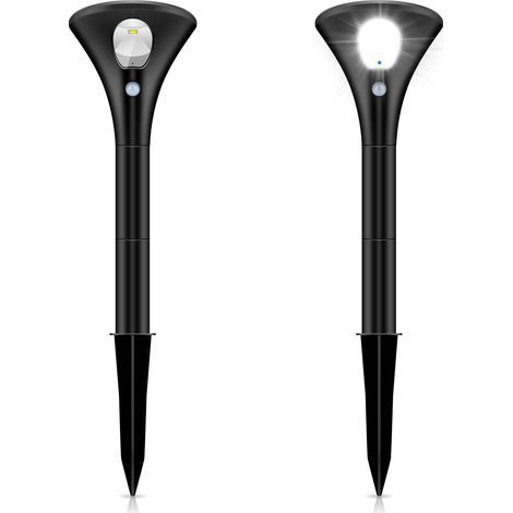 Lampe Solaire Extérieure,Jardin LED éclairage Ultra Puissante Etanche IP65 2 Modes Spot Paysage Avec Sécurité Détecteur de Mouvement pour Patio Pathway Pelouse Allée Décor (2 PACK Blanc)- (1/4)
