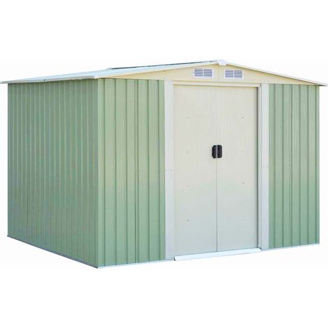 Casetta da giardino 205 x 257 x 175,5 cm resistente alle intemperie grande capacità in acciaio zincato grigio e bianco 200020925