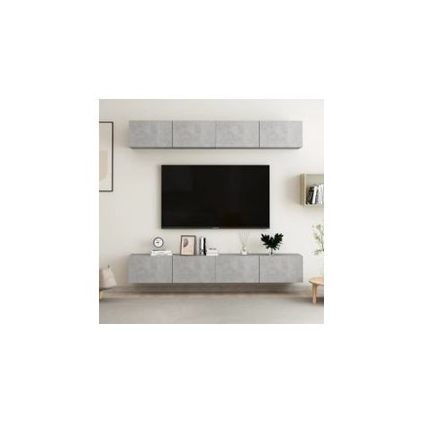 Meubles TV 4 pcs Gris béton 100x30x30 Bois d'ingénierie (1/5)
