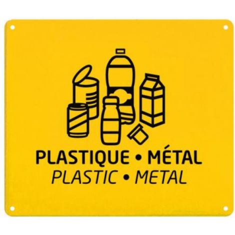 Plaque signalétique de tri Collec murale - Plastique / Métal - jaune colza - RAL 1021