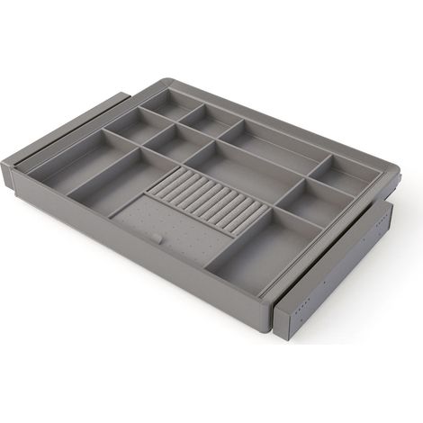 Emuca Satz Organisationsschublade und ahmen für Schrank Quartz, mit Softclose-Vollauszug, Modul 70cm, Titanium (1/5)