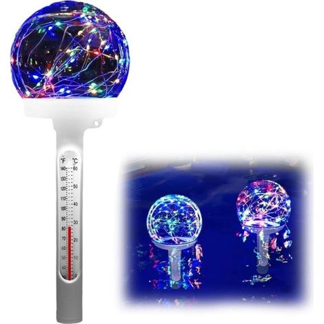 Thermomètre de Piscine Thermomètre de Piscine Flottant avec Lumière Flottante LED pour Piscines et Spas Extérieurs et Intérieurs (1/5)