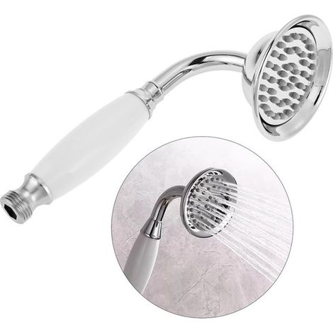 Allecto Plus – Retro-Handbrause aus Edelstahl im Antik-Stil in Telefonform – Silberfarben – Badezimmeraccessoire mit nostalgischem Charme (1/5)
