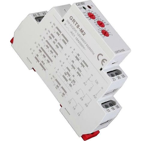 Relais temporisé multifonctionnel GRT8-M2 à 10 fonctions, montage sur rail DIN, AC/DC 12V-240V