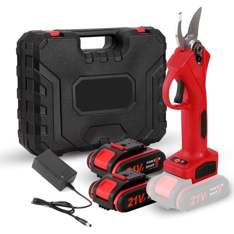 Sécateur Électrique Sans Fil 30 mm 600 W, 2 Batteries 21 V, Sécateur à Batterie pour Arbres Fruitiers, Bonsaï et Branches (1/5)