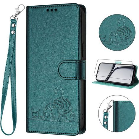 Etui iPhone 12 - Cuir PU + Coque TPU - Blocage RFID - Porte-cartes Intégré - Support Multiangle - Vert Foncé - 1 Pièce (1/5)