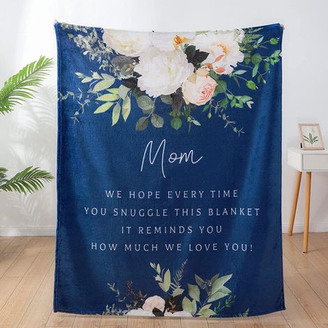Eine superweiche, warme und bequeme Decke für Mama, ein Geburtstagsgeschenk von Tochter/Sohn an Mama, eine „Ich liebe dich, Mama“-Decke, 152 x 127 cm, weiß.