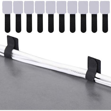 Attache-câbles réutilisables en nylon avec bande auto-agrippante adhésive, organiseur de cordons pour PC et TV (1/5)