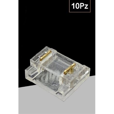 TrAdE Shop Traesio - Kit 10pz Connettore Trasparente Lineare Per Striscia Strip Led 2 Pin 8mm Cn8mm-d - (1/2)