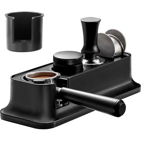 (Schwarze) Kaffeetampfmatte – Universal – Verstellbar 51–58 mm – Schwarzes ABS – Rutschfest – Kompakt