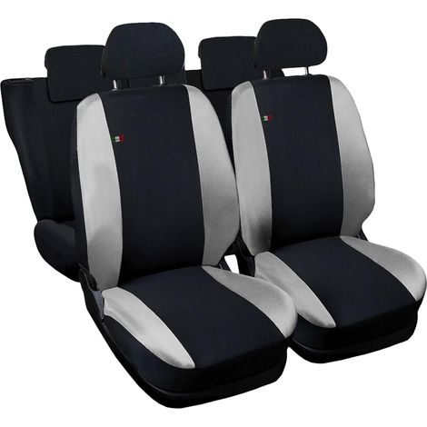 Lupex shop - Coprisedili Auto Compatibili per CH-R, Made In Italy, set anteriori e posteriori, copri poggiatesta incluso, tessuto poliestere, Nero - Grigio Chiaro (1/4)