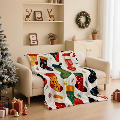 Plaid De Noël - Flanelle Polyester 130 X 100 Cm - Décoration Hivernale Pour Canapé Lit Chambre - 1 Pièce (1/5)