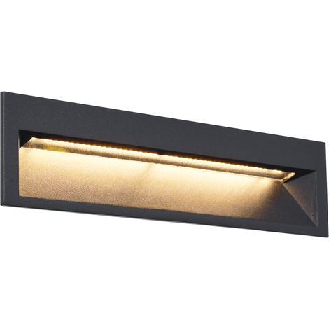 QAZQA Moderno Lámpara de pared empotrada moderna negra 28cm incl. LED IP65 - Mert Aluminio /Plástico /Vidrio Rectangular Incluye LED Max. 1 x 8 Watt