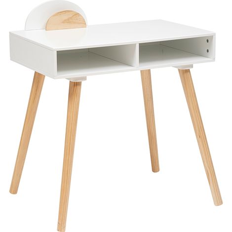 Atmosphera – Bureau enfant blanc 75x47x87 cm – MDF et bois de pin – Design scandinave moderne – Étagère intégrée pour rangement (1/7)
