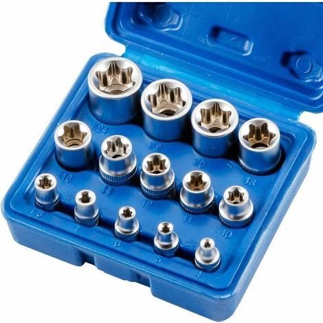 Jeu de Douilles Femelles Torx E4-E24 E-Torx Male Socket Nut 14pcs Ikodm (1/5)