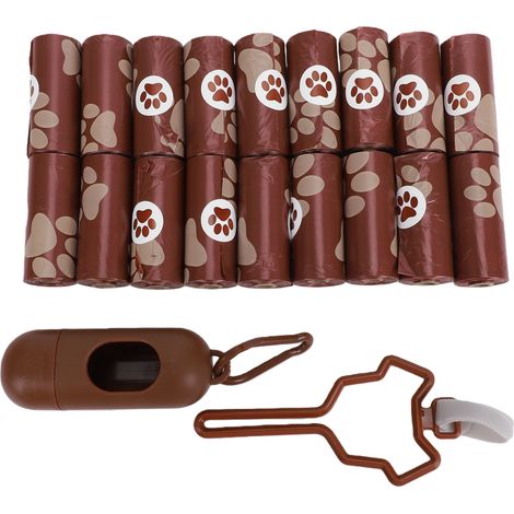 Sacs à déchets pour chiens, 18 rouleaux, épais, étanches, anti-fuite, parfumés avec distributeur et Clip, parfum chocolat (1/5)