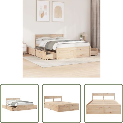 vidaXL Estructura de cama sin colchón madera maciza de pino 135x190 cm (1/5)
