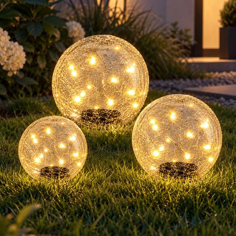 3x LED Solarleuchte Stecklampe Gartenleuchte Lichterkette Klar Glas IP44 (1/5)