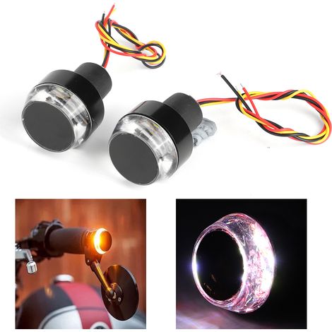 2 Stück Motorrad-Lenkerleuchten LED-Blinker Lenkerendgriff Seitenmarkierungsleuchte (Weiß-Rotes Licht) (1/5)