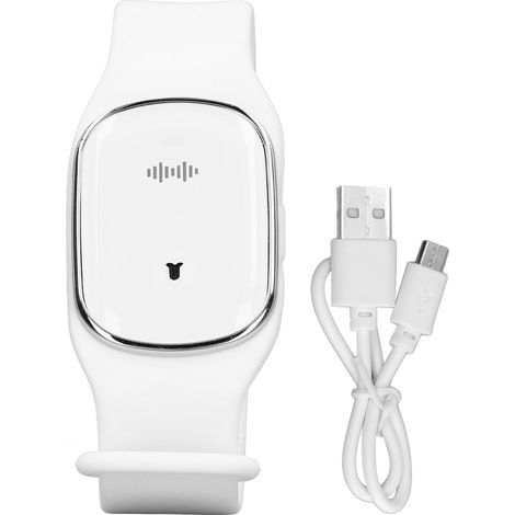 Bracelet Anti-Moustiques Ultrasonique Rechargeable USB pour Enfants et Femmes Enceintes - Blanc (1/5)