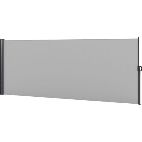 Ausziehbare Seitenmarkise, 4 m breit x 1,60 m hoch, Aluminium, hochdichtes Polyestergewebe (180 g/m²), UV-beständig, grau