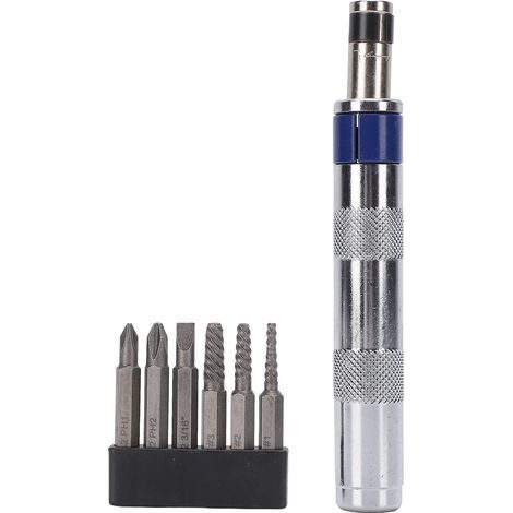 Jeu d'extracteurs de vis dénudées 6 en 1, avec tige hexagonale de 1/4 de pouce, embout en acier robuste pour vis cassées rouillées, bleu (1/5)