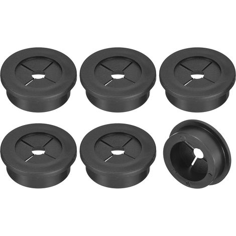 6 Pcs Passe-Câble pour Cordon, 30mm Passe-Câble de Bureau en Caoutchouc Flexible Grommets de Fil Cache-Trou pour Bureau Organisateur de Câbles d'Ordinateur, Noir (1/5)