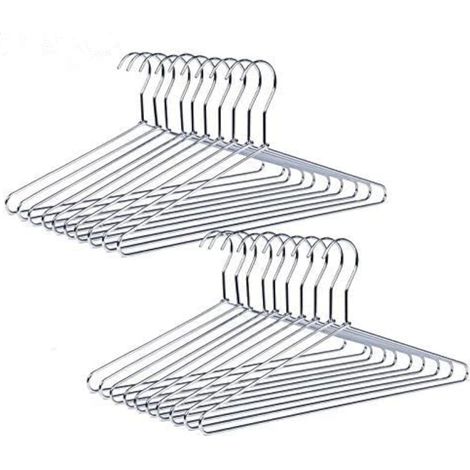 Lot de 20 Cintres en Fer, Chromé Argenté, 43cm, Fil 4.0mm, pour Garde-robe