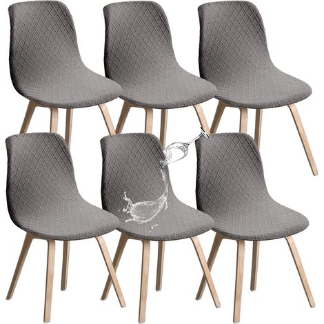 Lot de 6 Housses de Chaise Extensibles,Amovibles et Lavables,Universelles,Durables,Design Moderne pour Salle à Manger,Hôtel,Décor,Mariage (Gris Clair) (1/4)