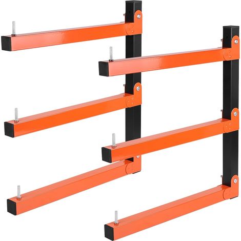 2 - Étagère Murale - Support Bois - Charge 150kg - Acier Robuste Antidérapant - Garage Atelier Cave - Orange - 3 Niveaux