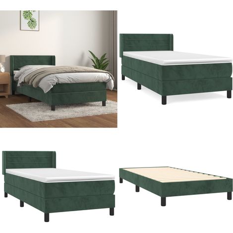 Boxspringbett mit Matratze Dunkelgrün 90x200 cm Samt - Samtbett - Boxspringbett - Doppelbett - Bettauflage - Liegekomfort - Home & Living (1/5)