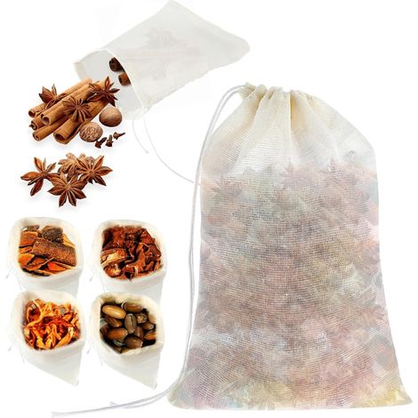 Lot de 24 sacs en coton - Petit sac en coton - 15 x 10 cm - Avec cordon de serrage - Petits sacs en toile de jute - Réutilisables - Pour sachets de thé, café, épices