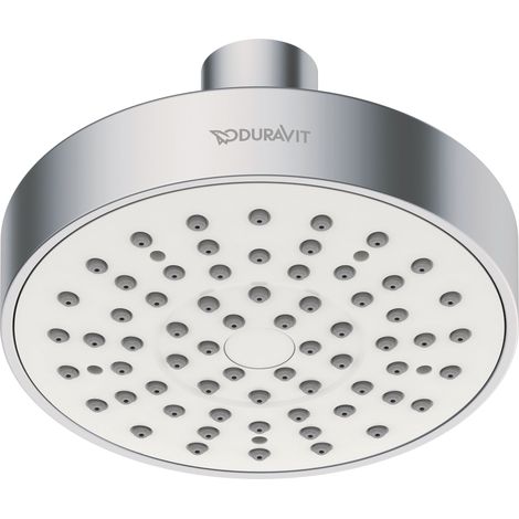 Duschkopf Duravit Universal, mit Strahlart Rain, rund (Ø 100 mm), im Winkel verstellbar, Chrom/Weiß (1/3)