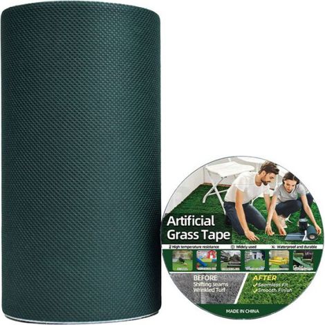 1 Ruban de jonction pour gazon artificiel, adhésif thermofusible, 10m x 15cm, résistant aux intempéries, pour jardin et patio (1/5)