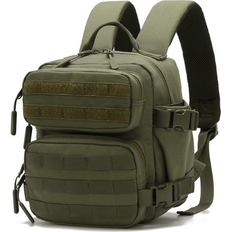 Mini mochila de 9 litros para hombre y mujer, mochila pequeña para gimnasio, senderismo, viajes, deportes, correr, A07-Verde, pequeña, mini mochila táctica